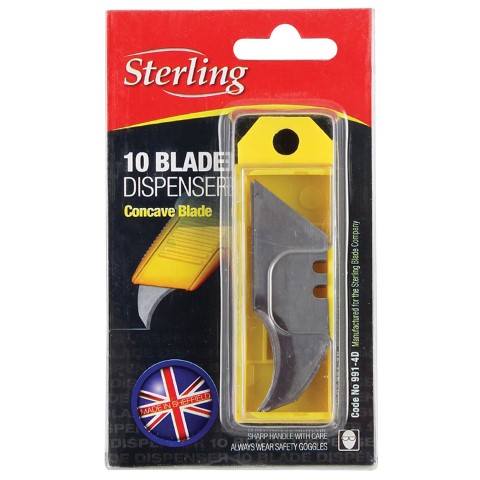 STERLING STANDARD CONCAVE TRIMMING KNIFE BLADE 991 DISPENSER OF 10